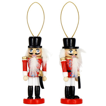 Zawieszki choinkowe 6 szt. drewniany dziadek do orzechów 8 cm świąteczna ozdoba