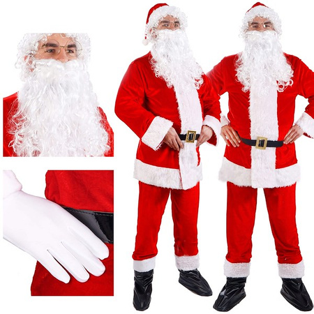 Strój Mikołaja 10 elementów, kostium czerwony