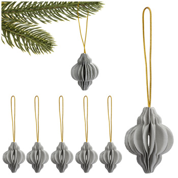 Bombki z papieru 6 szt. ozdoby choinkowe zawieszki świąteczne 4 cm rozkładane szare