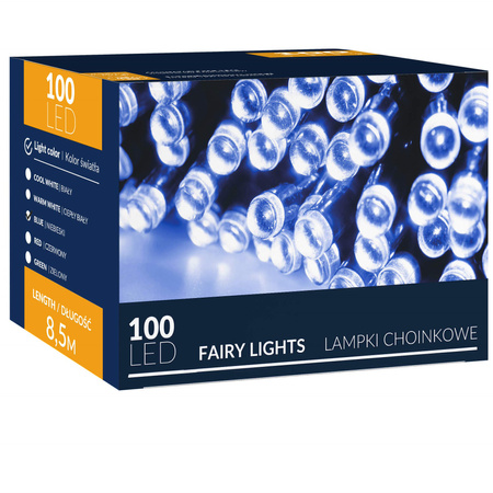 Lampki choinkowe 100 led niebieski 8,5 m oświetlenie świąteczne