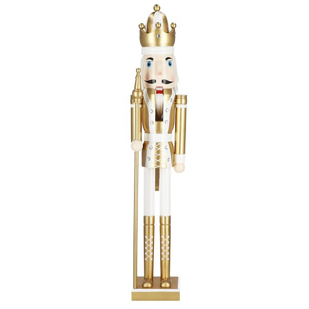 Dziadek do orzechów 125 cm drewniany żołnierzyk złoty, figurka świąteczna