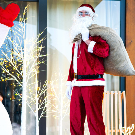 Strój św. Mikołaja 12 elementów, kostium welurowy przebranie czerwony