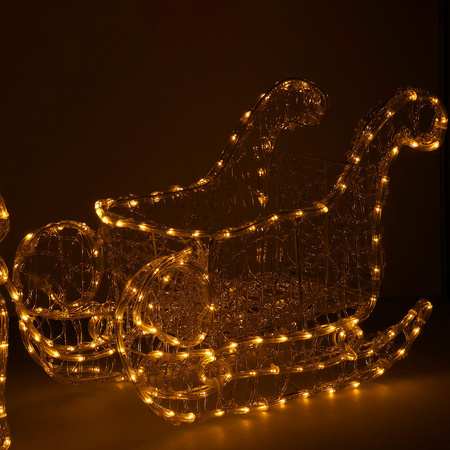 Renifer Led 150 cm świąteczny z saniami świetlna dekoracja do ogrodu biały ciepły