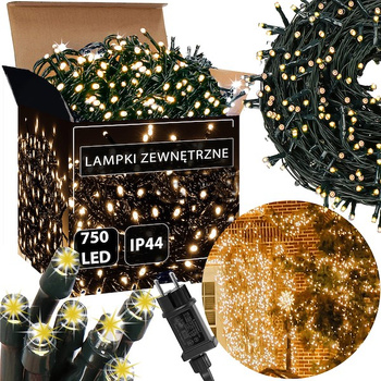 Lampki choinkowe 750 led ciepły biały + flash 40m oświetlenie świąteczne IP44