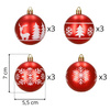 Czerwone bombki choinkowe 7 cm 12 szt. zestaw ozdoby świąteczne zdobione