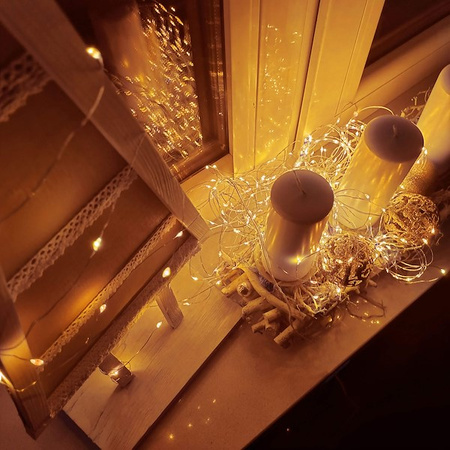 Lampki choinkowe 300 led druciki na prąd biały ciepły