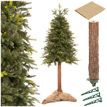 Choinka sztuczna na pniu jak żywa 180 cm świerk naturalny ze stojakiem nowoczesny