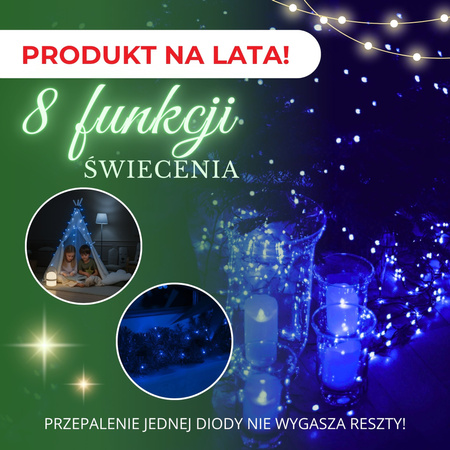 Lampki choinkowe 400 led niebieskie 27,5 m oświetlenie świąteczne wewnętrzne