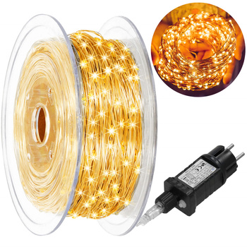 Lampki choinkowe druciki na szpuli 1000 LED biały ciepły wewnętrzno-zewnętrzne