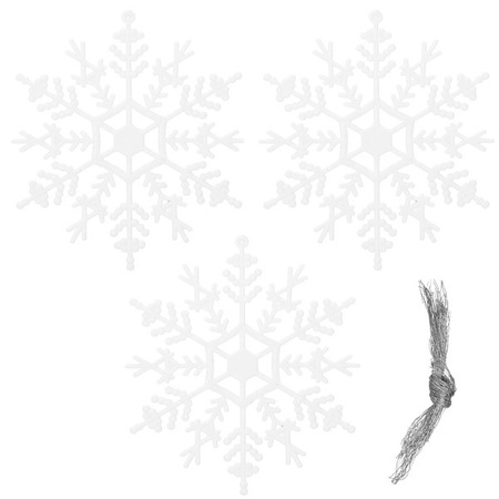 Zawieszka choinkowa 3 szt. śnieżynka 12 cm świąteczna ozdoba biały brokat