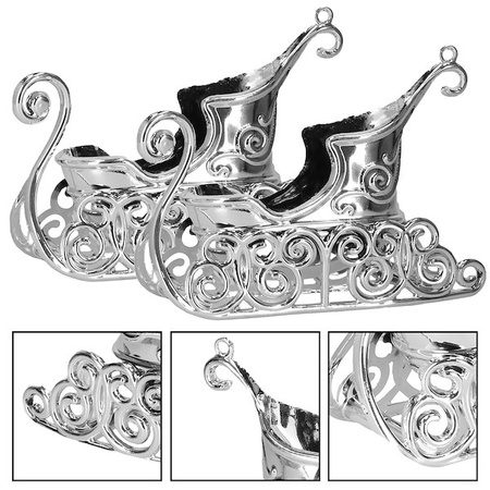 Zawieszki choinkowe 2 szt. sanie mikołaja ozdoba świąteczna ażurowa srebrna