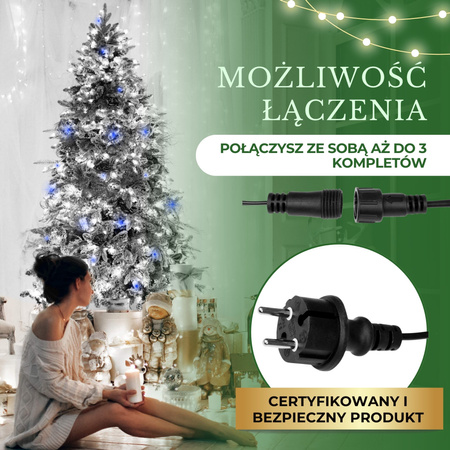 Lampki choinkowe 500 led biały zimny + niebieski flash 31,5 oświetlenie świąteczne IP44