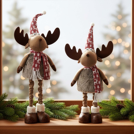 Świąteczny renifer figurka 54-70 cm z teleskopowymi nóżkami ozdoba pod choinkę