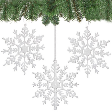 Zawieszki choinkowe białe śnieżynki na choinkę 12 cm 3 szt.