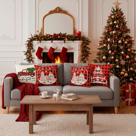 Świąteczki poszewki 40x40cm 4 szt. na poduszkę jaśka dekoracyjne bożonarodzeniowe