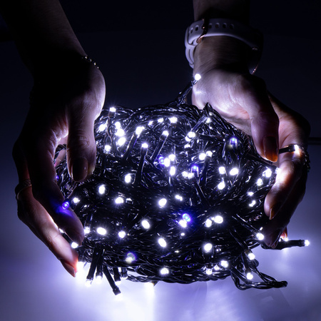 Lampki choinkowe 500 Led zimny biały+ niebieski flash 41,5 m oświetlenie świąteczne IP44