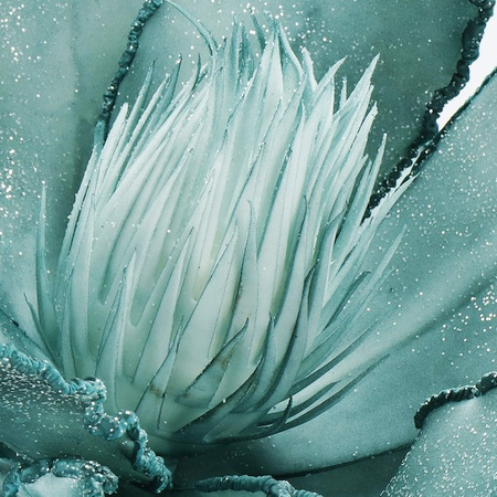 Lotos sztuczny kwiat gałązka turkusowy