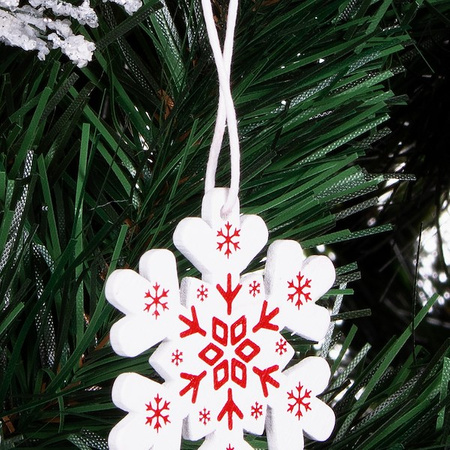 Świąteczne zawieszki 5cm drewniane śnieżynki zestaw 3 szt. biały