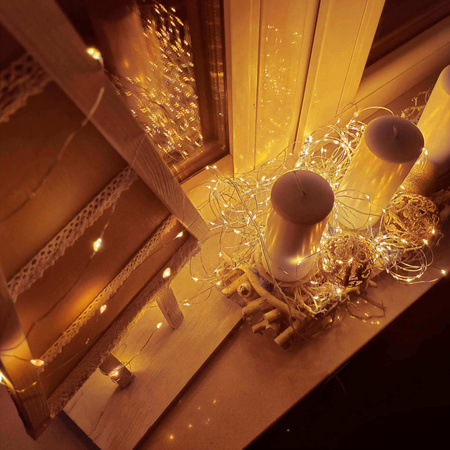 Lampki choinkowe 30 LED druciki mikro na baterie biały ciepły