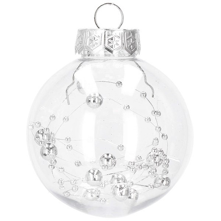 Bombki choinkowe przeźroczyste 30 szt. srebrny, złoty 7cm zestaw choinkowy