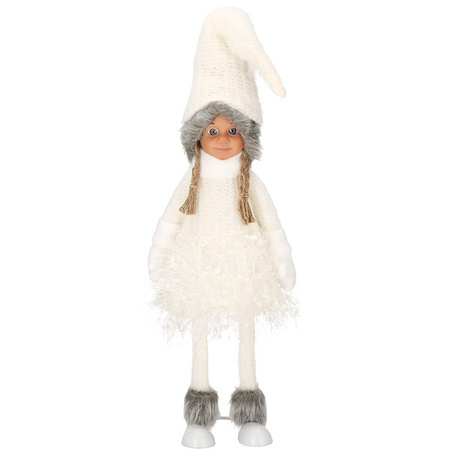 Para laleczek 56 cm ozdoba świąteczna, figurka świąteczna, gnom białe