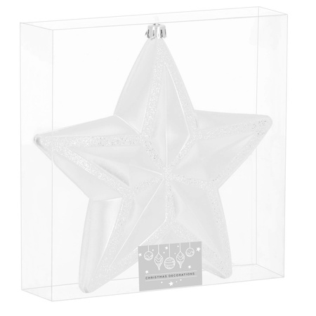 Bombka choinkowa, dekoracja świąteczna do stroika, gwiazda 15 cm nietłukąca, biała