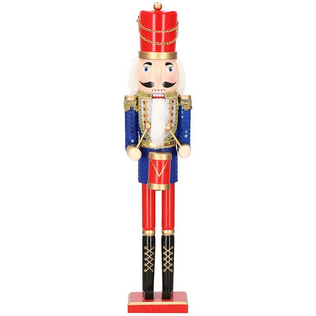 Dziadek do orzechów 51 cm drewniany żołnierzyk niebieski, figurka świąteczna