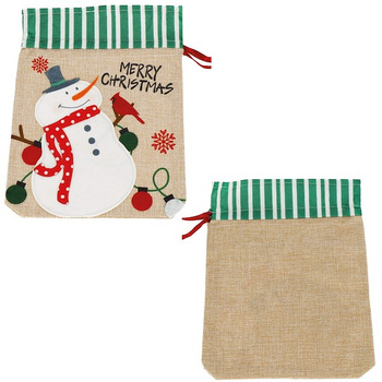 Worek na prezenty pod choinkę 28x21 cm torba świąteczna bałwan
