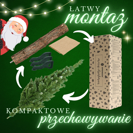 Choinka na pniu 160 cm sztuczna sosna diamentowa ośnieżona jak żywa