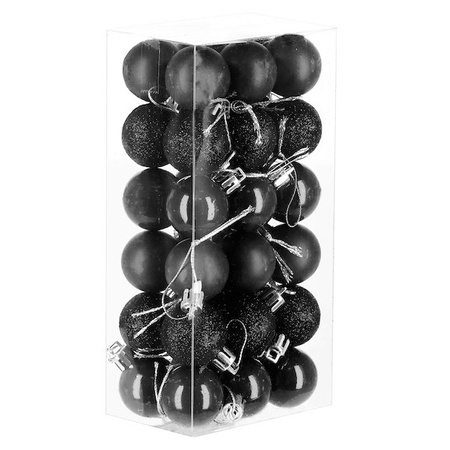 Bombki choinkowe 36 szt. czarne 3 cm zestaw choinkowy