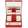 Kufer, szkatułka na biżuterię ekoskóra 25x25x8,5 cm bordowy z przegródkami
