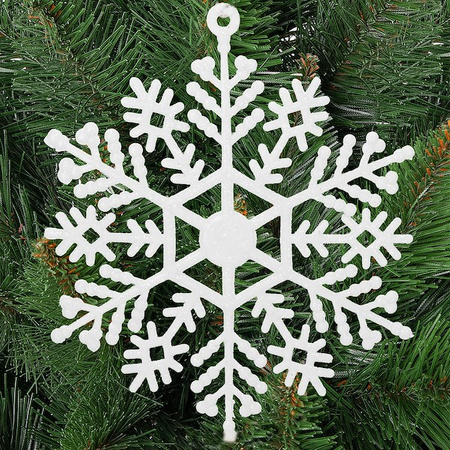 Zawieszka choinkowa 12 szt. śnieżynka świąteczna ozdoba białe brokat