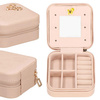 Kufer, szkatułka na biżuterię ekoskóra 10x10x5 cm różowy organizer z przegródkami