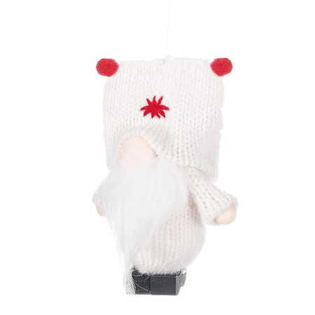 Skrzat 8cm ozdoba świąteczna, krasnal świąteczny, gnom kolorom biały