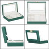 Kufer, szkatułka na biżuterię 23,5x14x5,5 cm zielony organizer z przegródkami ekoskóra