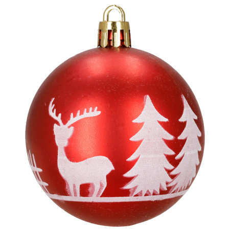 Czerwone bombki choinkowe 7 cm 12 szt. zestaw ozdoby świąteczne zdobione