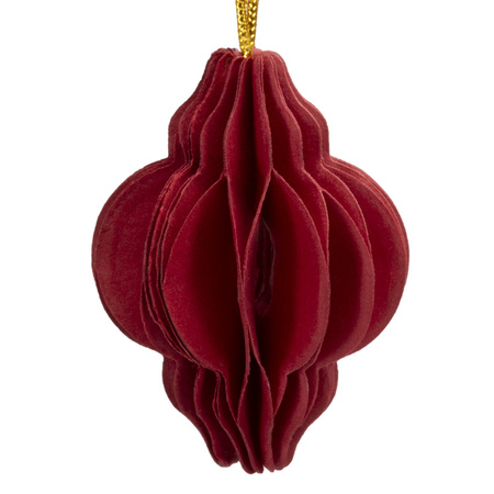 Bombki z papieru 6 szt. ozdoby choinkowe zawieszki świąteczne 4 cm rozkładane bordowe