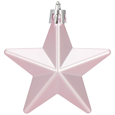 Bombki choinkowe 6 szt. gwiazdki ozdoby świąteczne zestaw różowy