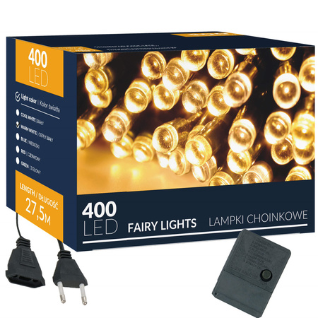 Lampki choinkowe 400 led biały ciepły 27,5 m oświetlenie świąteczne