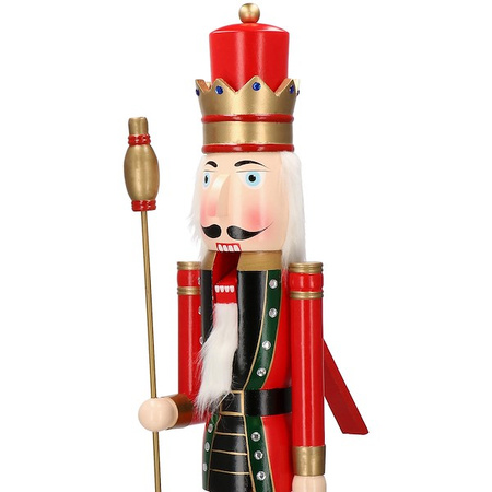 Dziadek do orzechów 120 cm drewniany żołnierzyk z berłem, figurka świąteczna