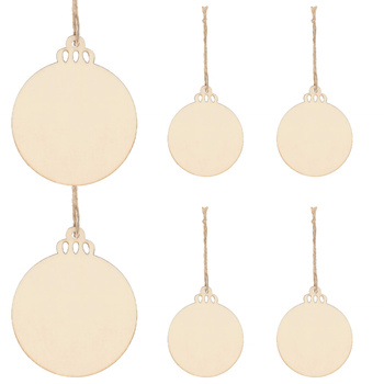 Zawieszka choinkowa 7cm drewniana, ozdoby świąteczne bombki zestaw 6 szt.