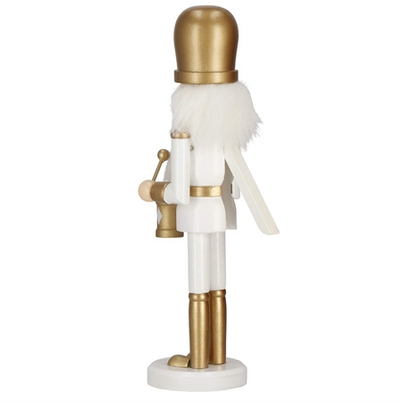 Dziadek do orzechów 30,5 cm z bębenkiem drewniany żołnierzyk złoty, figurka świąteczna