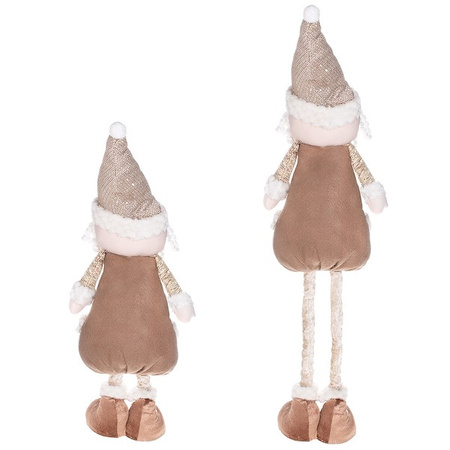 Mikołaj 57-80cm ozdoba świąteczna, krasnal świąteczny na teleskopowych nóżkach brązowy