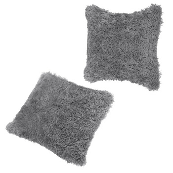 Poszewka dekoracyjna na poduszkę, włochacz 40x40cm grafit