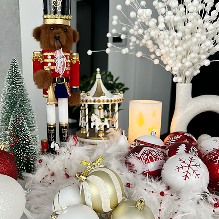 Bombki choinkowe 16 szt. czerwony 8 cm zestaw choinkowy