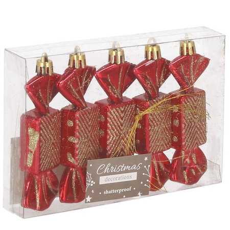 Bombki choinkowe 5 szt. ozdoby świąteczne zestaw cukierki 8cm czerwone