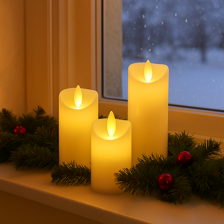 Świeczki na baterie 6 szt. 13,5 cm świece LED z ruchomym płomieniem, do stroików świątecznych