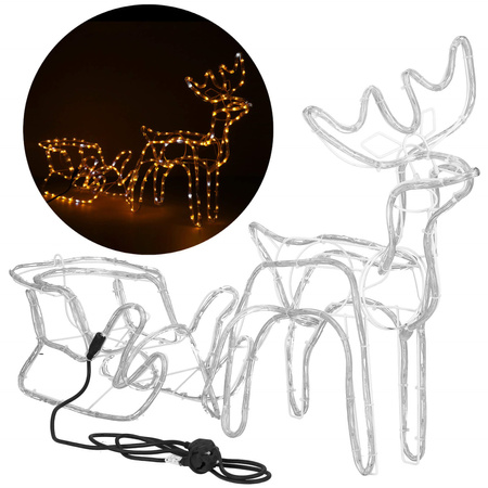 Renifer Led 120 cm świąteczny z saniami świetlna dekoracja do ogrodu biały ciepły + flash