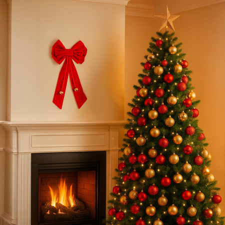 Kokarda na choinkę, drzwi 52 cm dekoracja świąteczna do stroika, czerwona