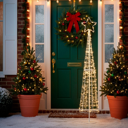 Choinka świecąca, zewnętrzna IP44 ozdoba świąteczna 250 Led ciepły biały 100 cm